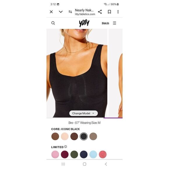 New XL-XXL Fabletics Yitty Black Nearly Naked Shaping Thong Bodysuit Shapewear - Picture 4 of 6